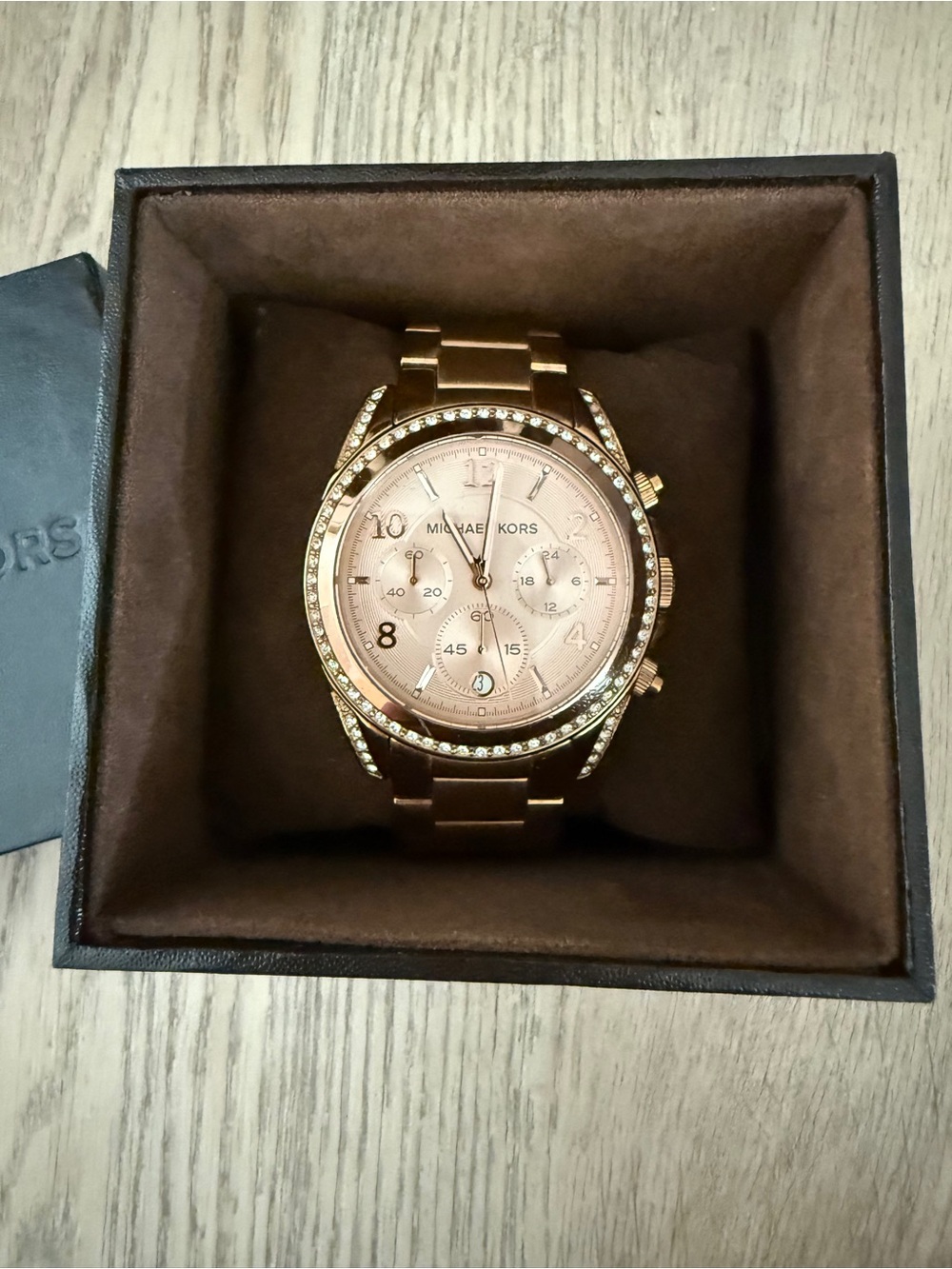 Michael Kors Rose Gold Crystal-Trim Chronograph Women’s Watch